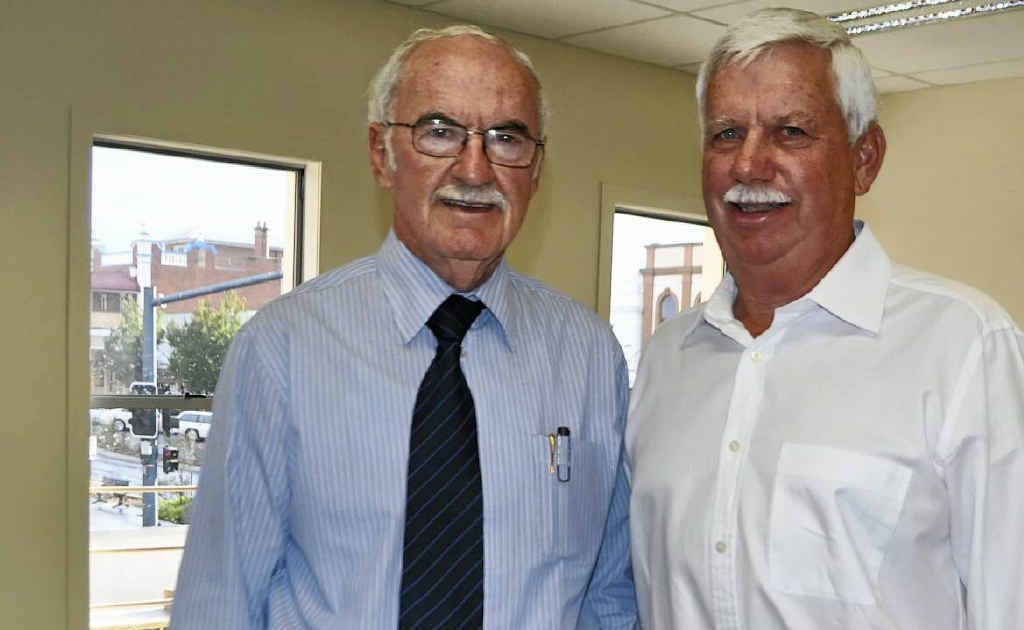 Mayor Ron Bellingham and Graeme Collins check out the new office spaces in the Mayfair building. Mayor Ron Bellingham and Graeme Collins check out the new office spaces in the Mayfair building.